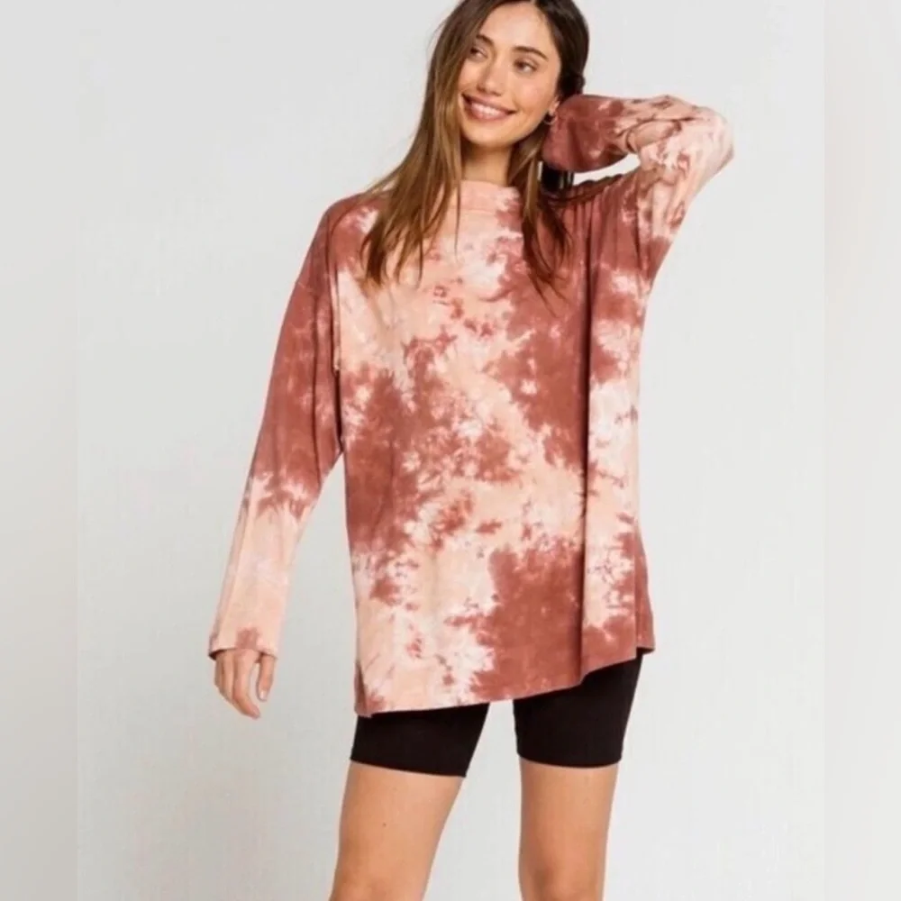 Free People We The Free Be Free Tie Dye Tee Long Sleeve Size Small - Picture 2 of 11